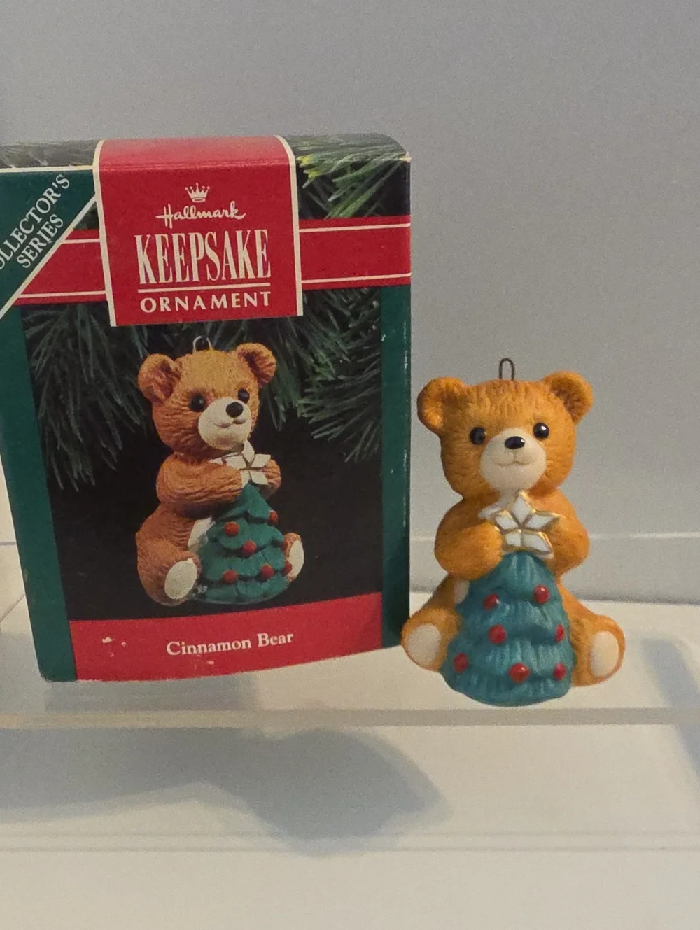 Vintage 1990 Hallmark Keepsake Fine Porcelain Cinnamon Bear Christmas Ornament